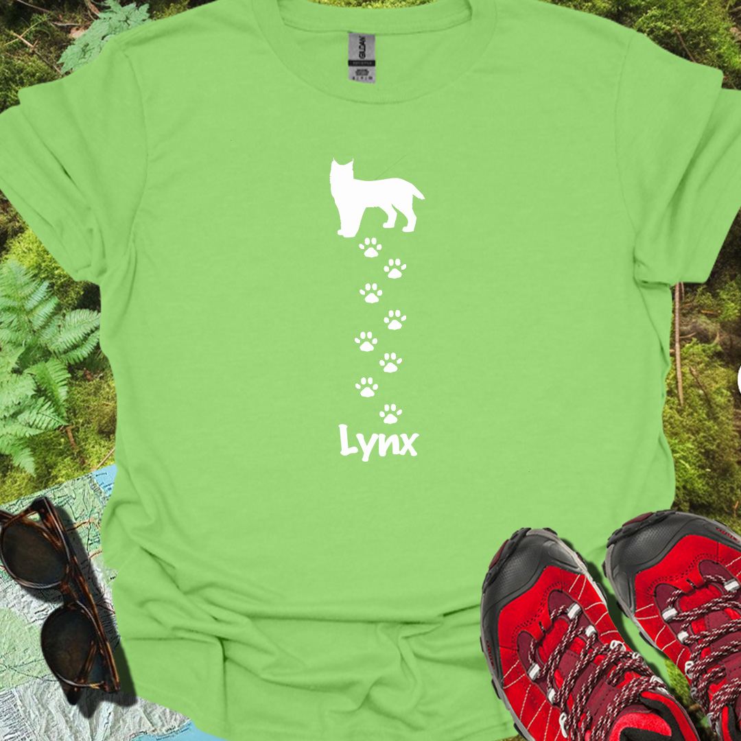 Lynx met pootafdrukken wit trendy T-shirt