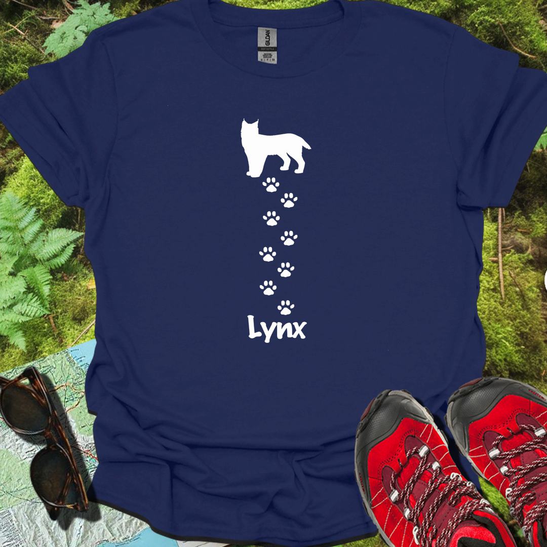 Lynx avec empreintes de pattes blanches T-shirt intemporel 