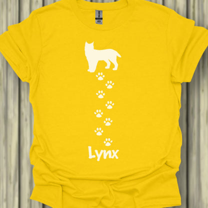 Lynx avec empreintes de pattes blanches T-shirt tendance