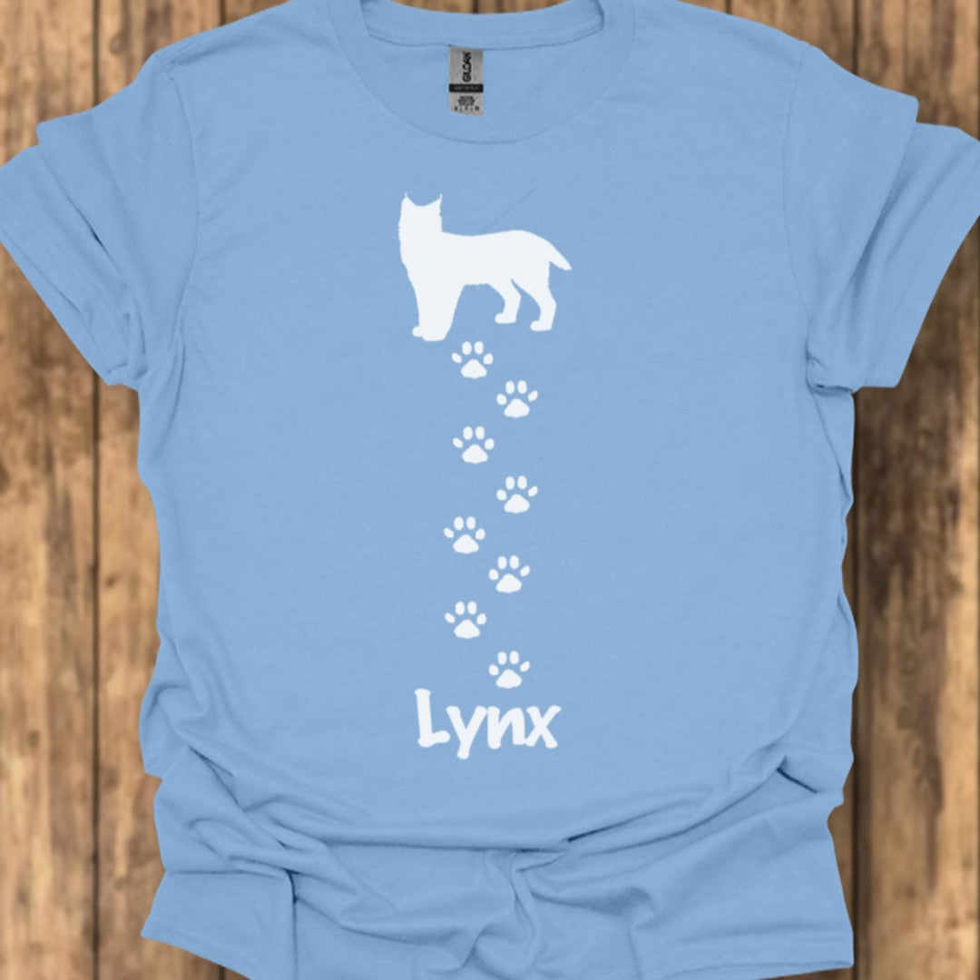 Lynx avec empreintes de pattes blanches T-shirt tendance