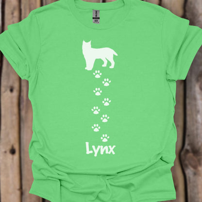 Lynx avec empreintes de pattes blanches T-shirt tendance