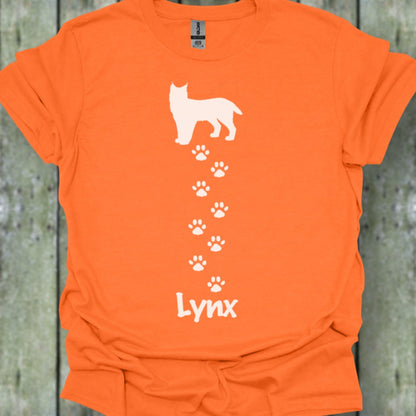 Lynx avec empreintes de pattes blanches T-shirt tendance