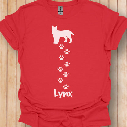 Lynx avec empreintes de pattes blanches T-shirt tendance