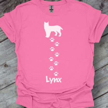 Lynx avec empreintes de pattes blanches T-shirt tendance