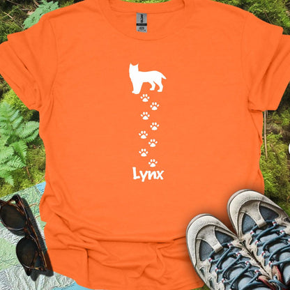 Lynx met pootafdrukken wit trendy T-shirt