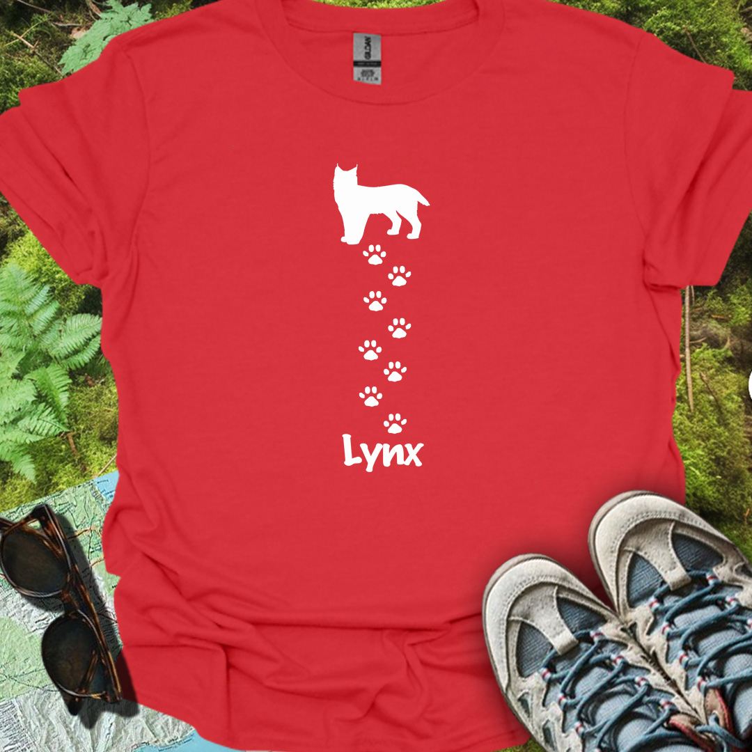 Lynx met pootafdrukken wit trendy T-shirt