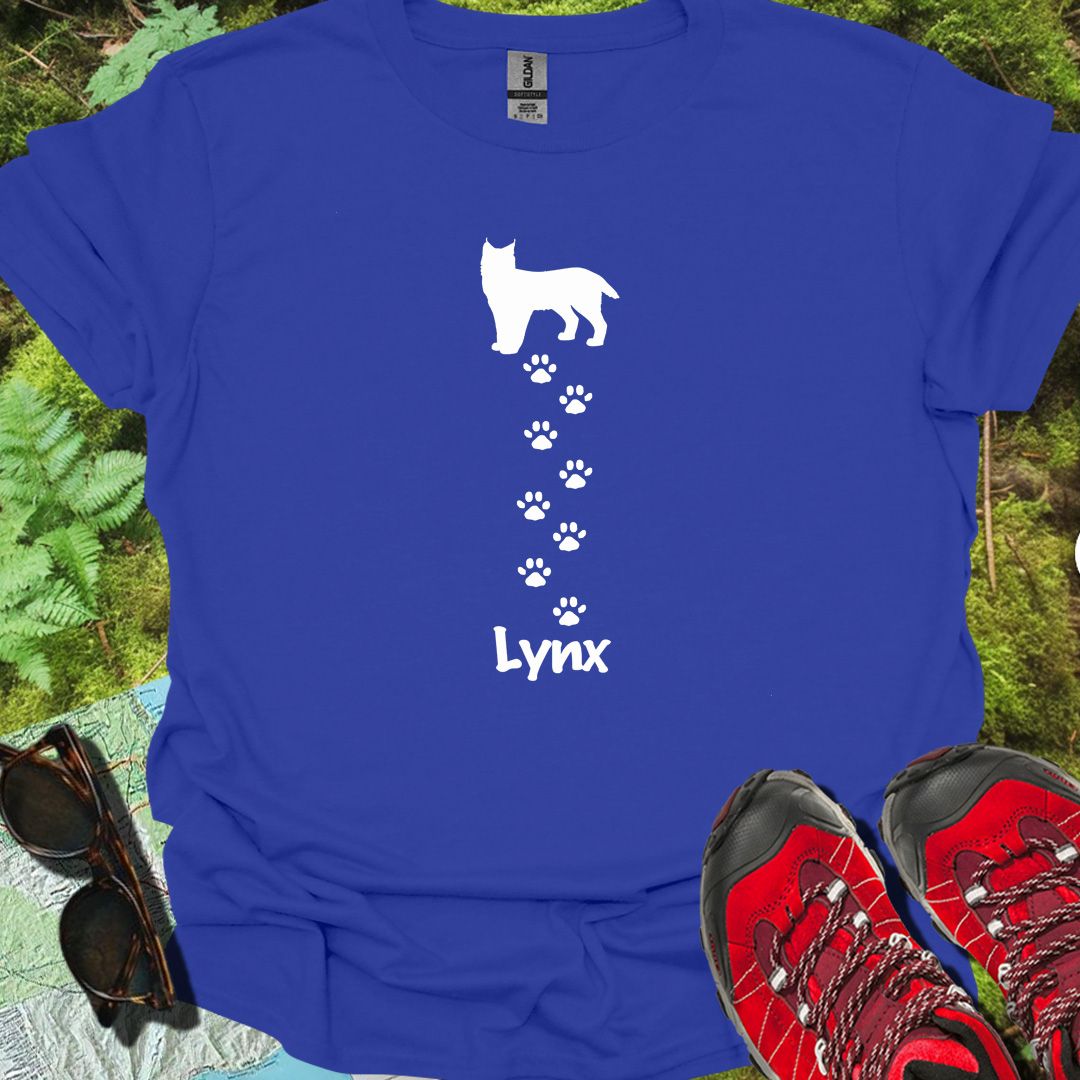 Lynx met pootafdrukken wit trendy T-shirt