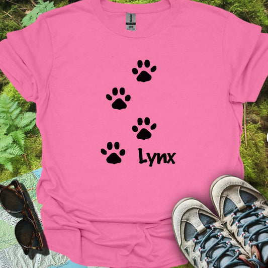 Empreintes de pattes de lynx noir T-shirt tendance 