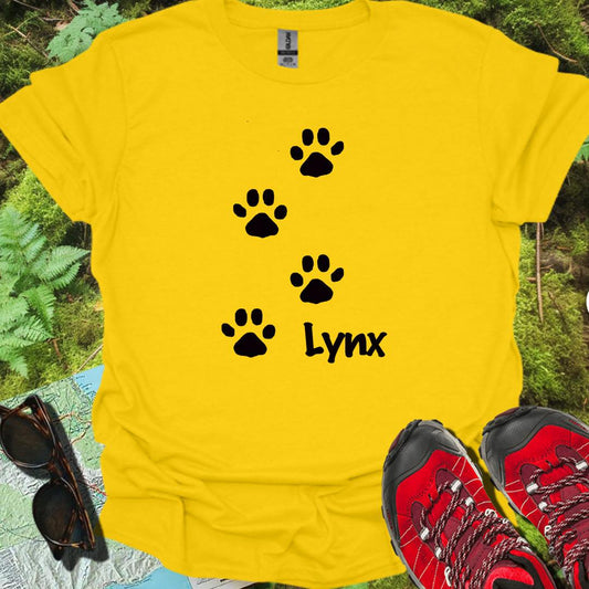 Empreintes de pattes de lynx noir T-shirt tendance 