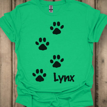 Pootafdrukken lynx zwart trendy T-shirt