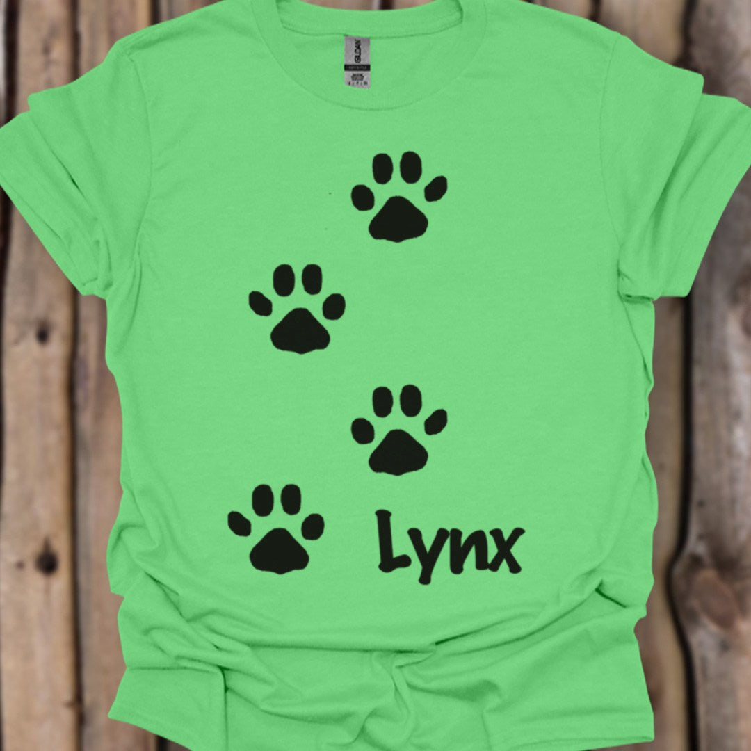 Pootafdrukken lynx zwart trendy T-shirt