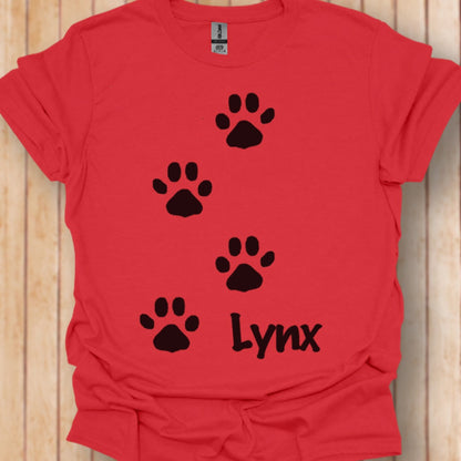 Pootafdrukken lynx zwart trendy T-shirt