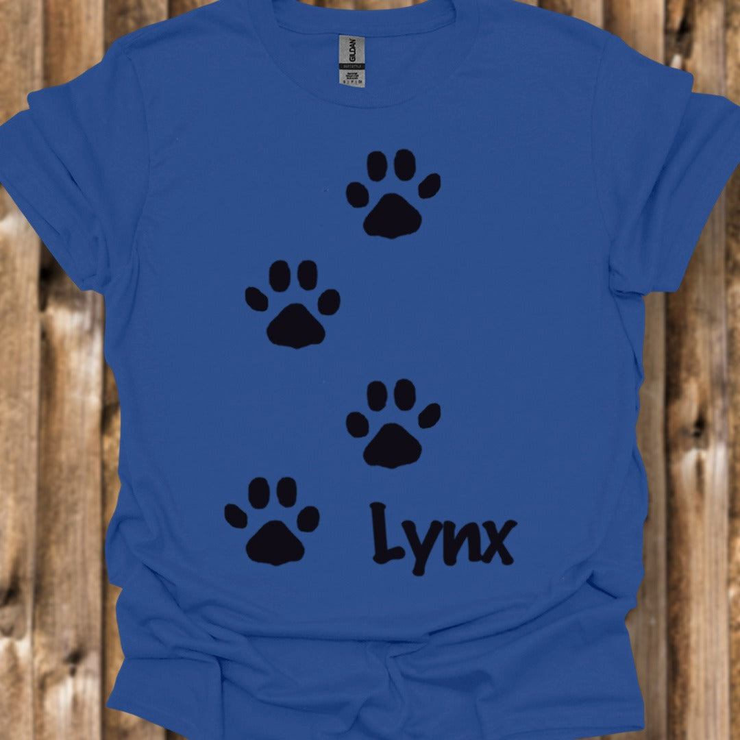 Pootafdrukken lynx zwart trendy T-shirt