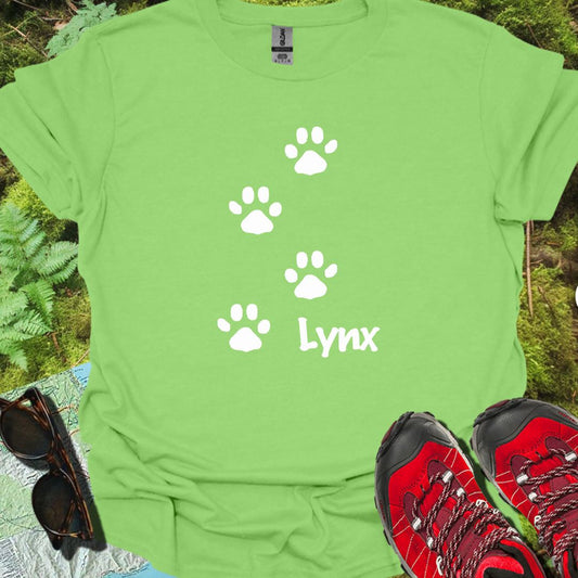 Empreintes de pattes de lynx blanc T-shirt tendance 