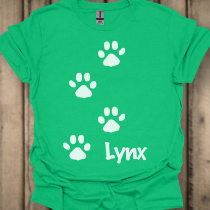 Pootafdrukken lynx wit trendy T-shirt