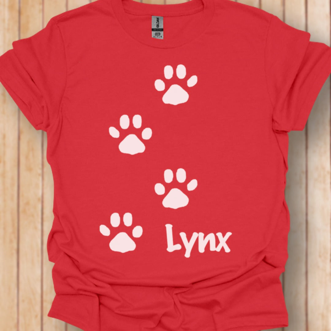 Pootafdrukken lynx wit trendy T-shirt