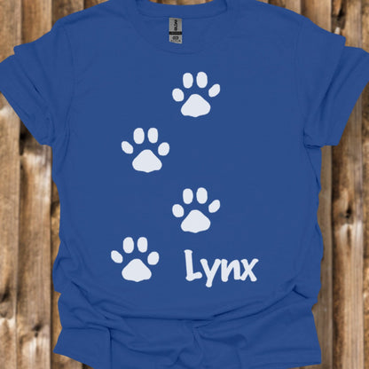 Pootafdrukken lynx wit trendy T-shirt