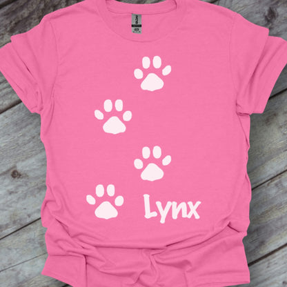 Pootafdrukken lynx wit trendy T-shirt