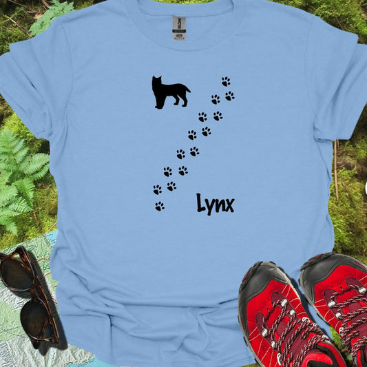 Empreintes de pattes de lynx diagonales et noires  T-shirt tendance 