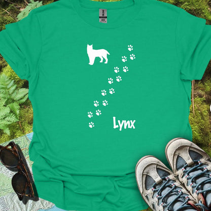 Paw prints lynx diagonal white trendy T-shirt