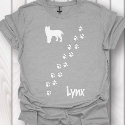 Pootafdrukken lynx diagonaal wit tijdloos T-shirt