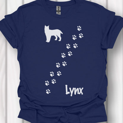 Pootafdrukken lynx diagonaal wit tijdloos T-shirt