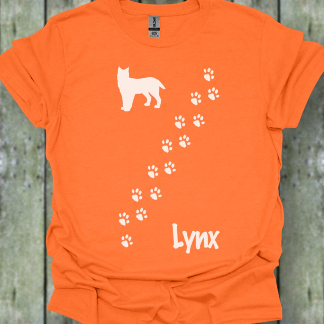 Pootafdrukken lynx diagonaal wit trendy T-shirt