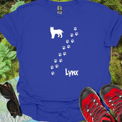 Paw prints lynx diagonal white trendy T-shirt