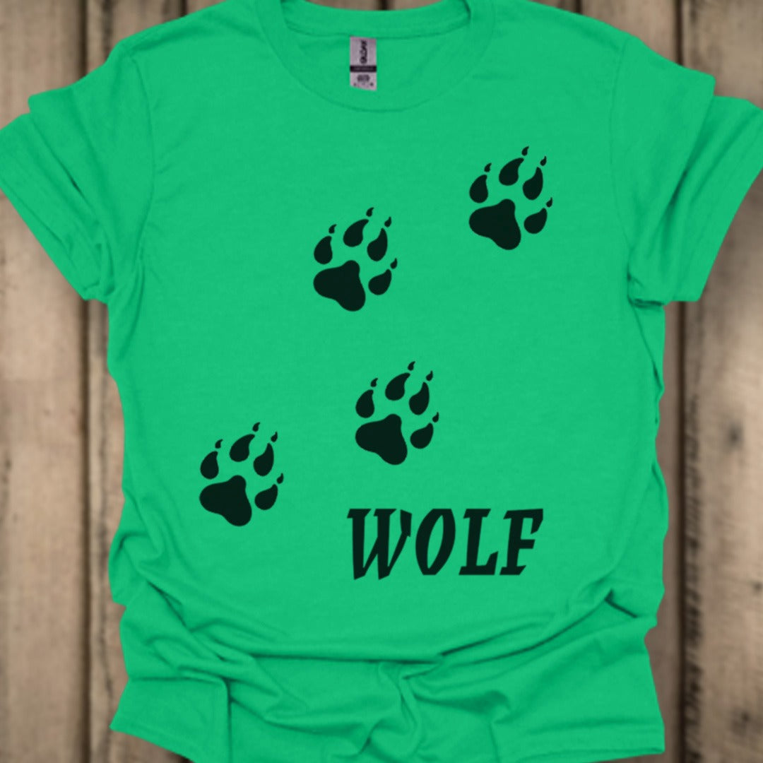 Empreintes de pattes de loup diagonales et noires T-shirt tendance 