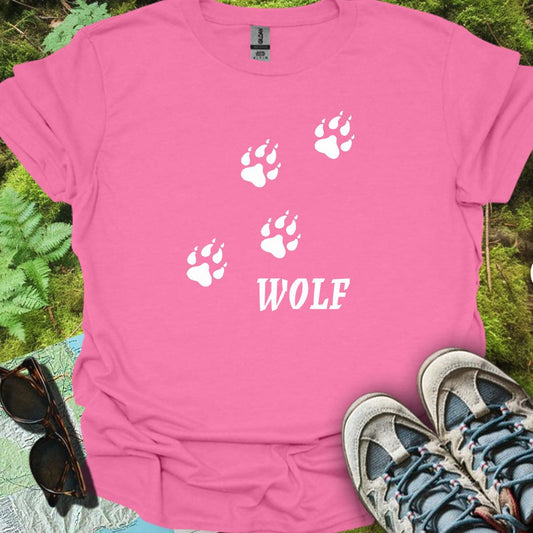 Empreintes de pattes de loup diagonales et blanches T-shirt tendance 