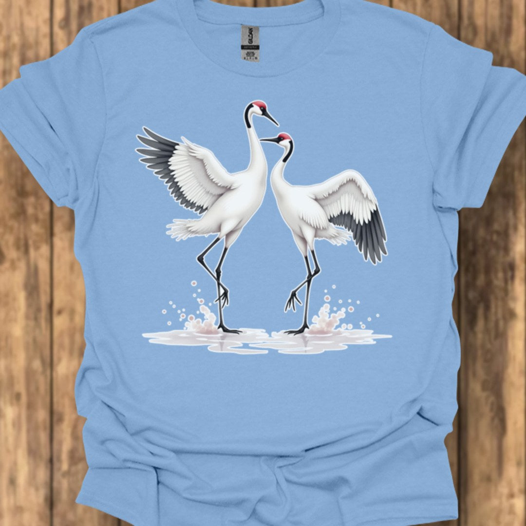 Dancing cranes trendy T-shirt