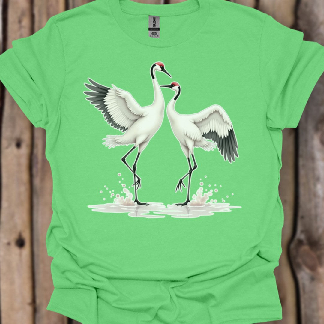 Dancing cranes trendy T-shirt