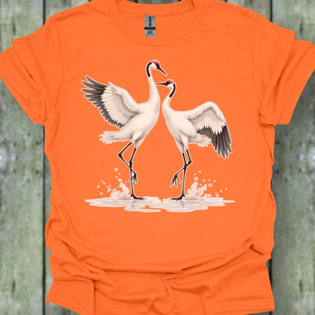 Dancing cranes trendy T-shirt