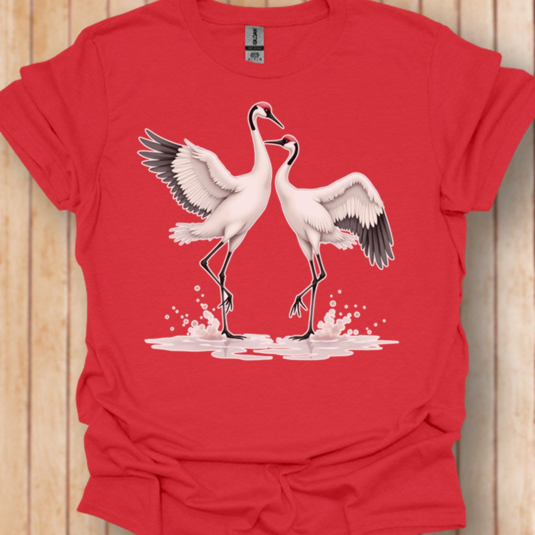 Dancing cranes trendy T-shirt