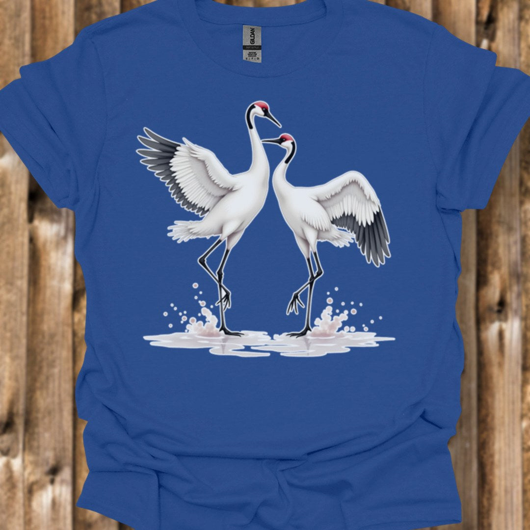 Dancing cranes trendy T-shirt