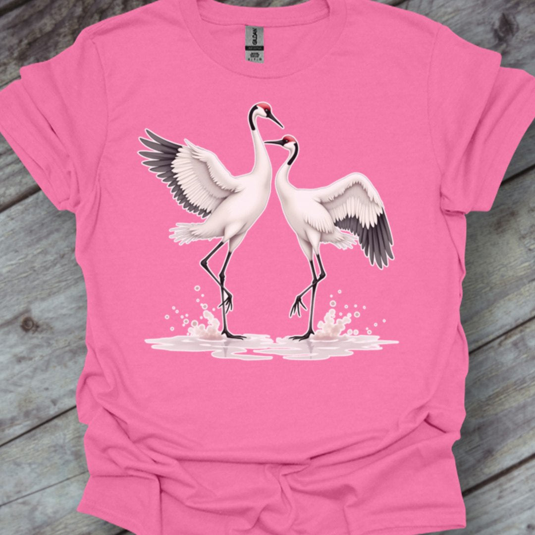Dancing cranes trendy T-shirt