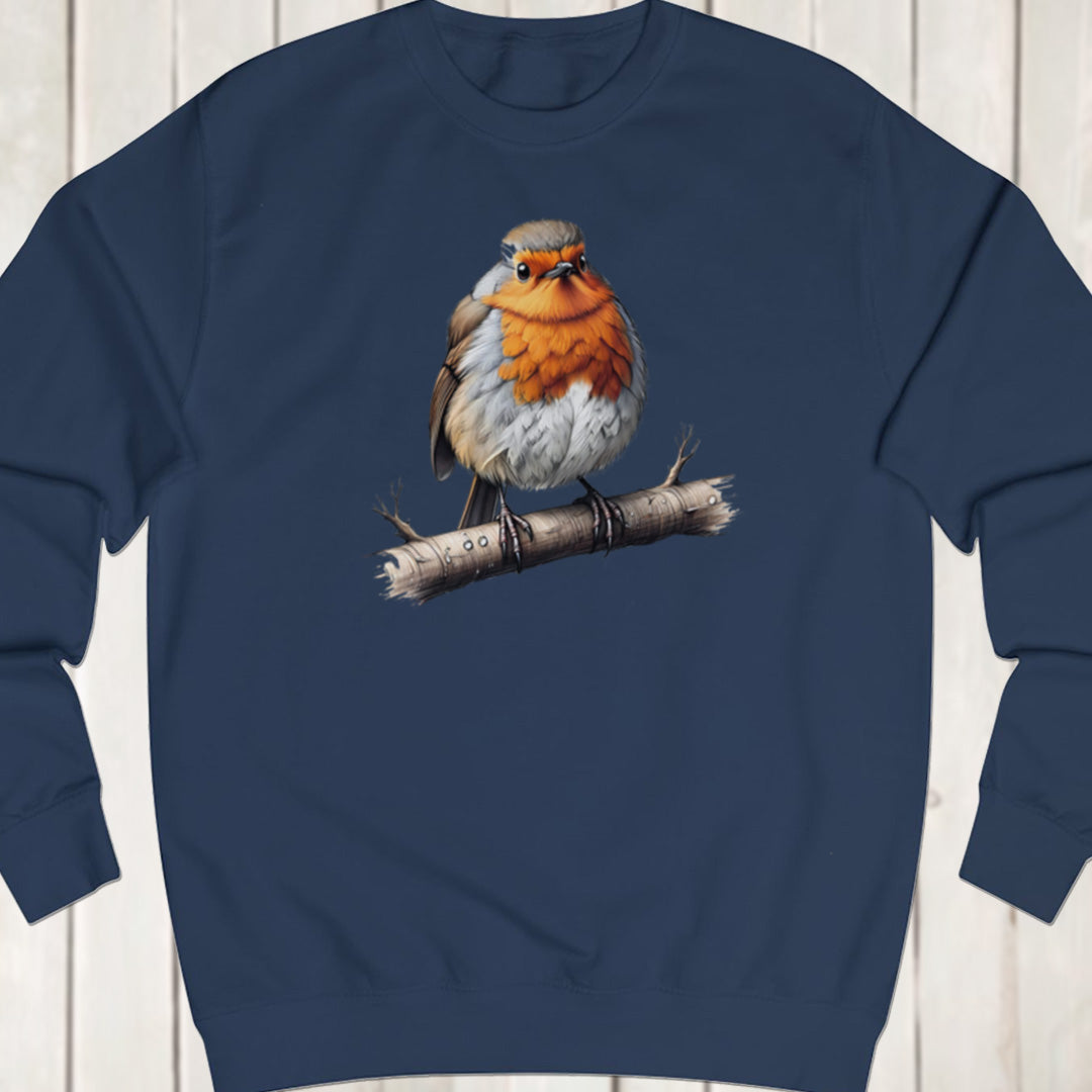Roodborstje op tak sweatshirt