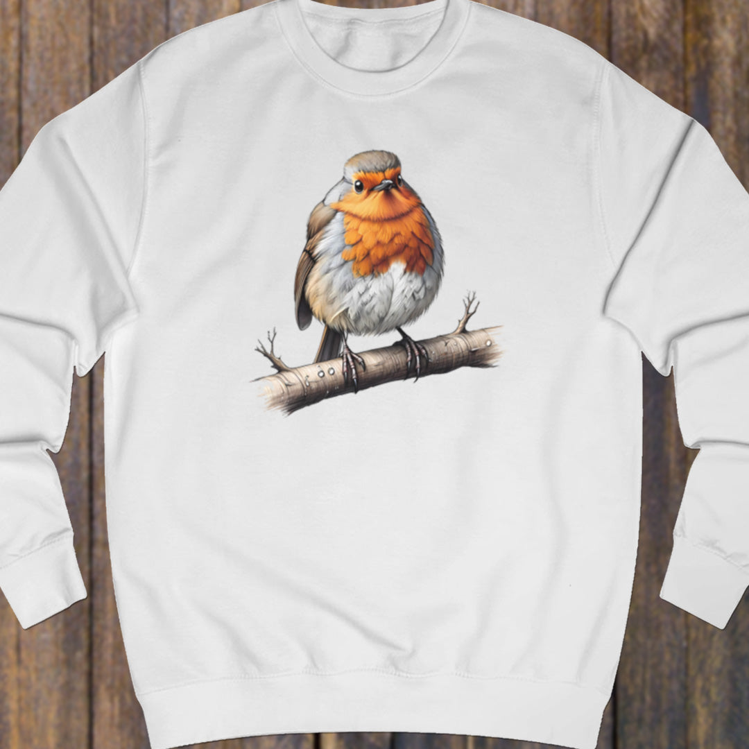Roodborstje op tak sweatshirt