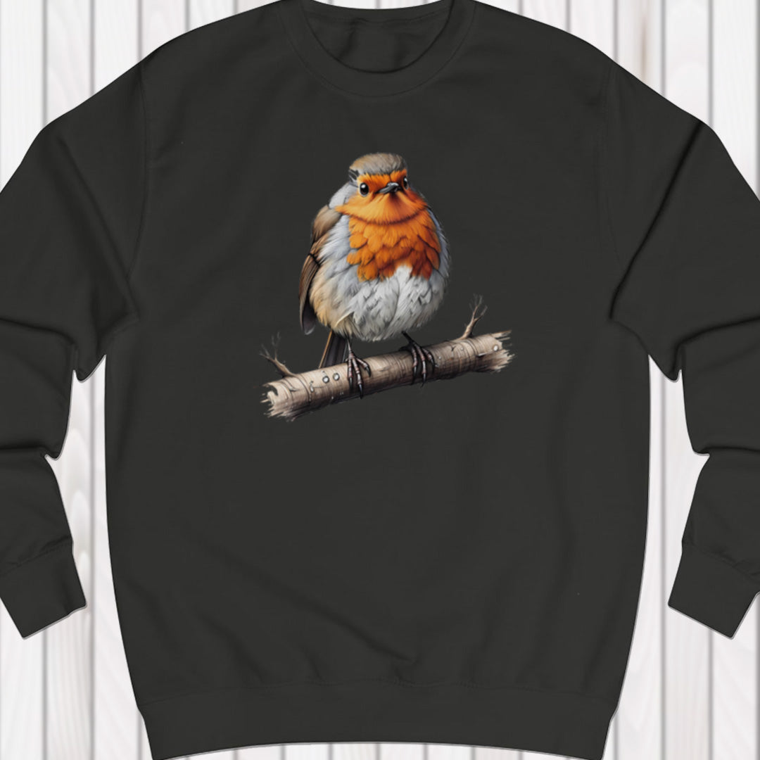 Roodborstje op tak sweatshirt