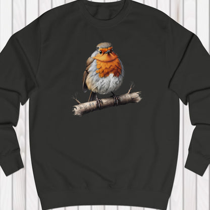 Roodborstje op tak sweatshirt