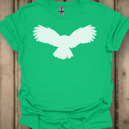 Uil vliegend silhouet wit trendy T-shirt