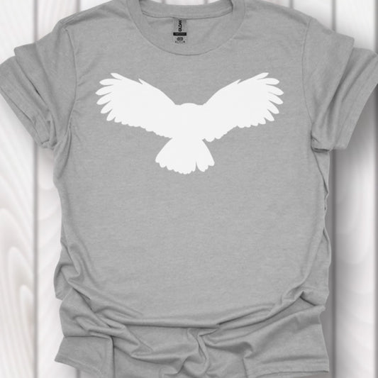 Uil vliegend silhouet wit tijdloos T-shirt