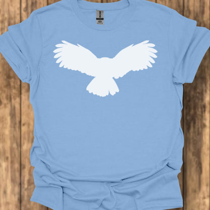 Uil vliegend silhouet wit trendy T-shirt