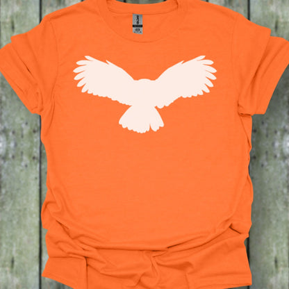 Uil vliegend silhouet wit trendy T-shirt