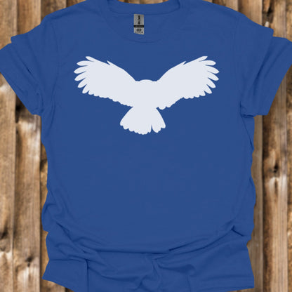Uil vliegend silhouet wit trendy T-shirt