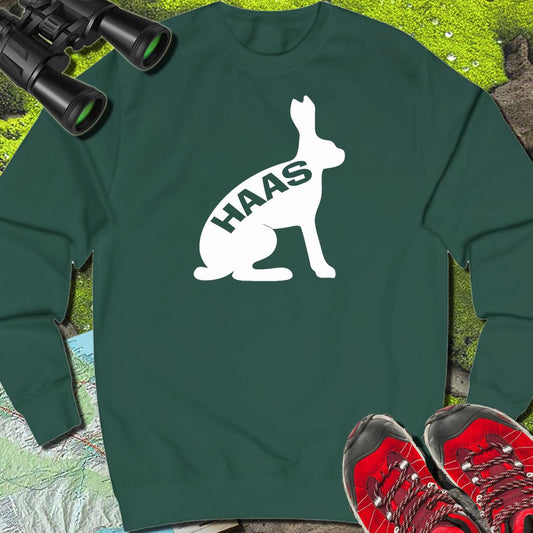 Hare silhouette with text white sweatshirt