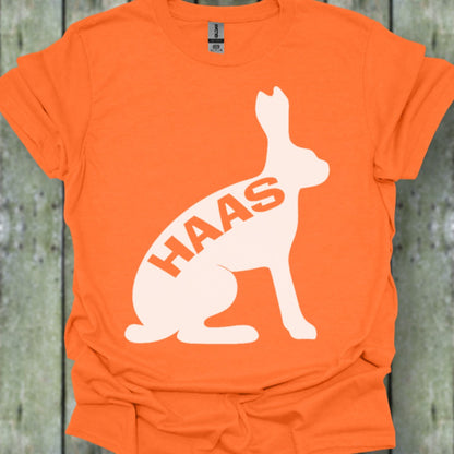 Hare silhouette with text white trendy T-shirt