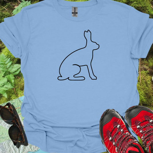 Hare outline black trendy T-shirt