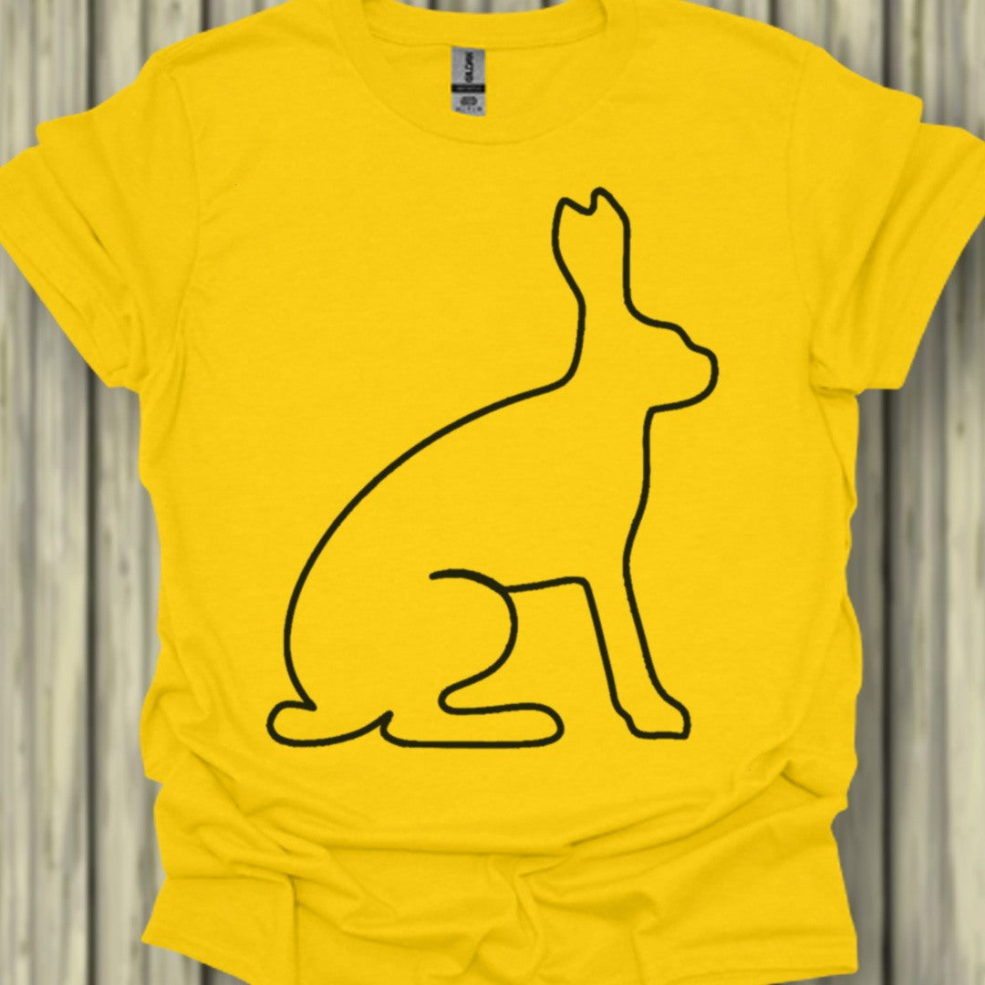 Hare outline black trendy T-shirt
