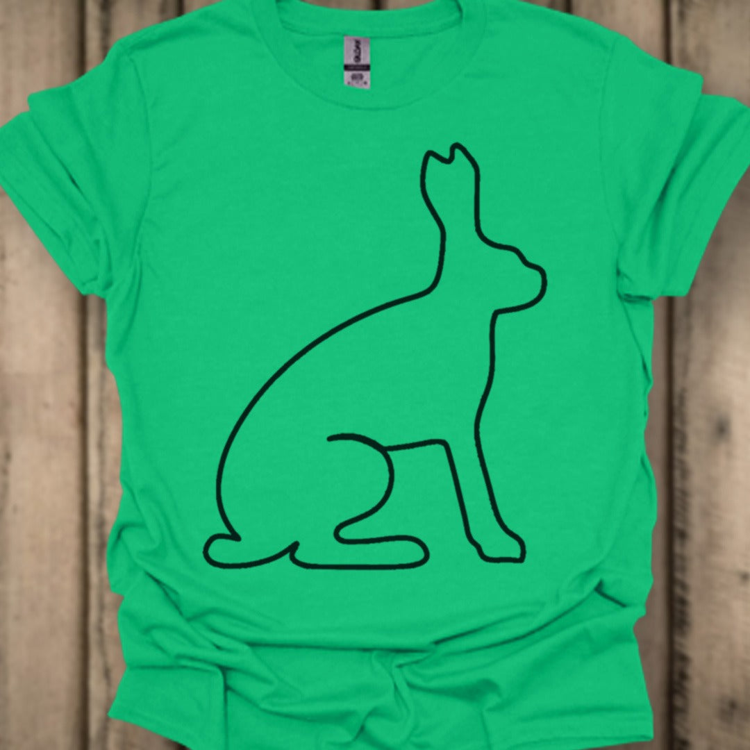 Hare outline black trendy T-shirt